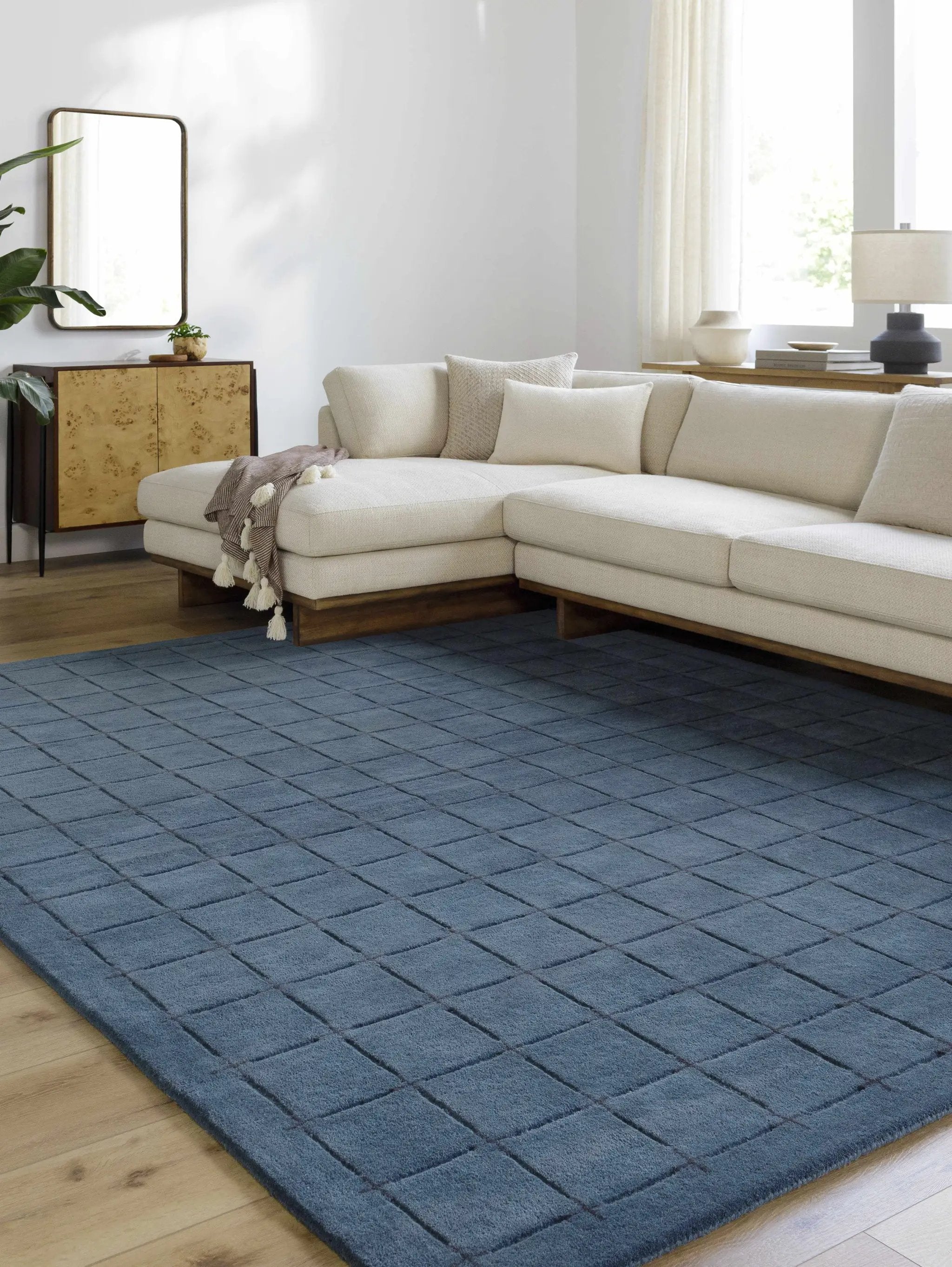 Sanvi Navy Wool Area Rug by Boutique Rugs