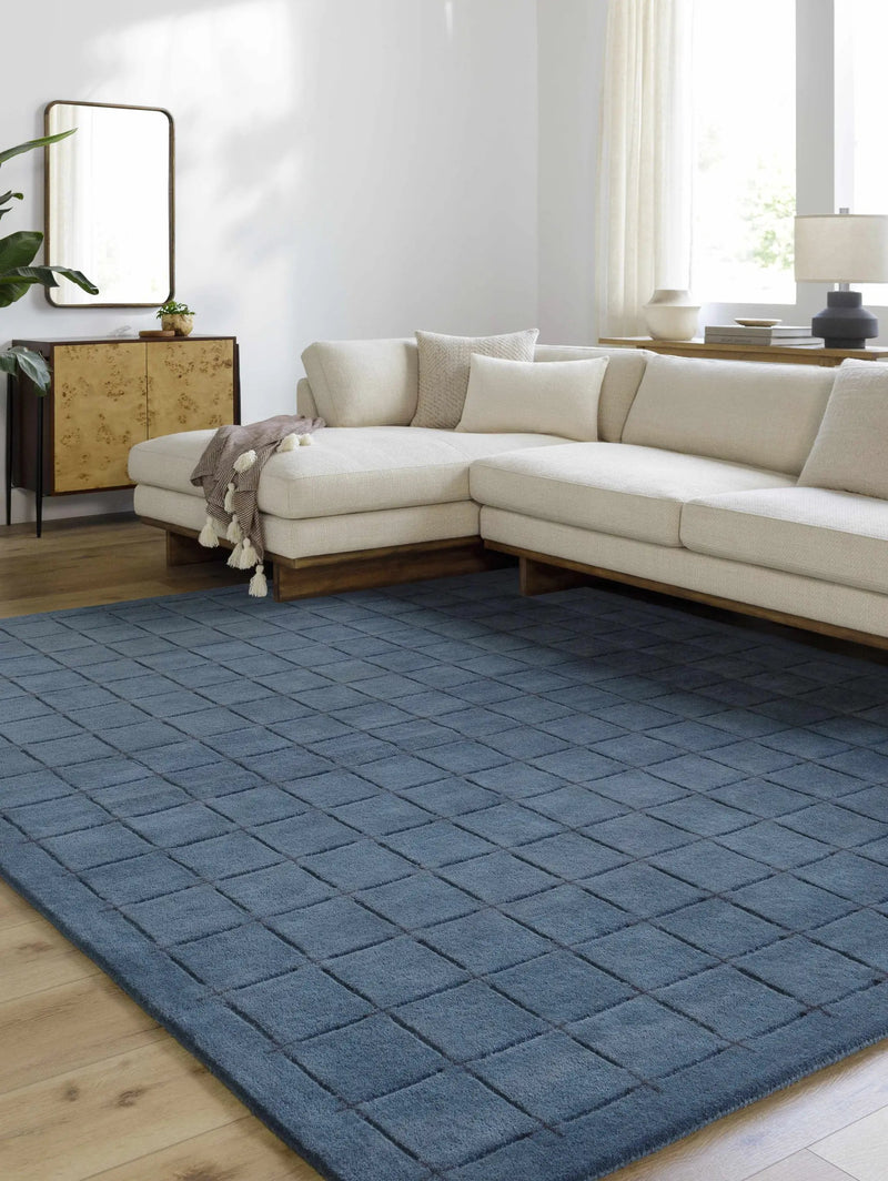 Sanvi Navy Wool Area Rug by Boutique Rugs