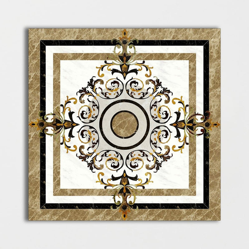 Square Aluminum Backed Multi Finish Canvas Marble Medallions 48 Marble Multi Finish 48x48 Medallions
