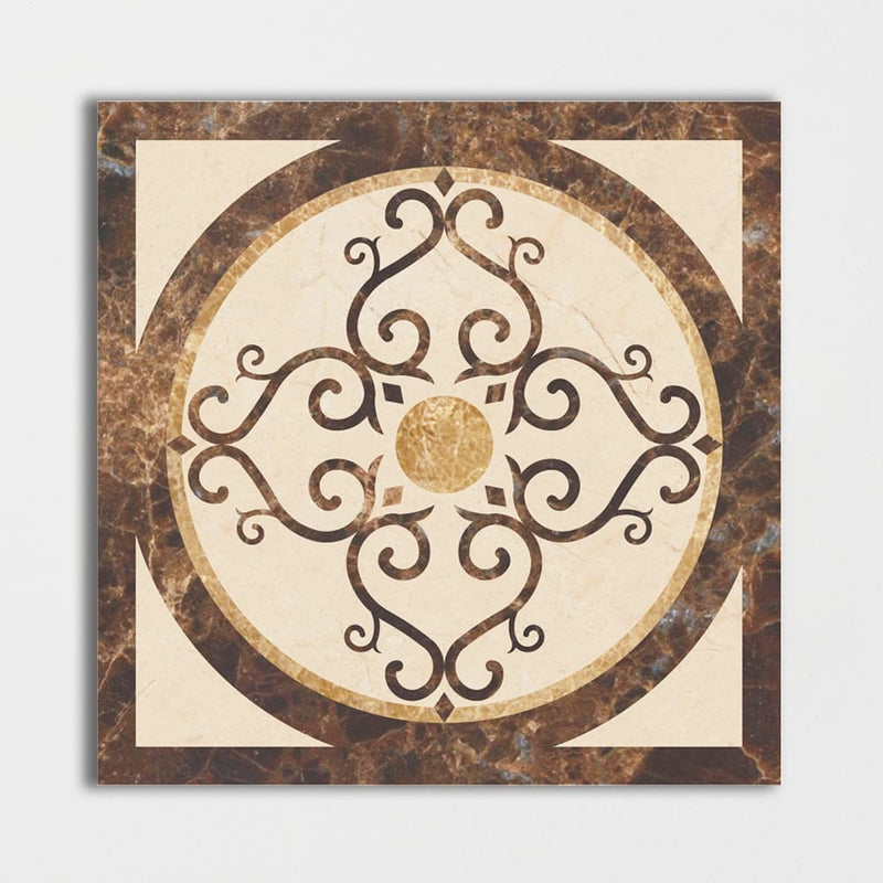 Square Aluminum Backed Multi Finish Imperial Marble Medallions 48 Marble Multi Finish 48x48 Medallions