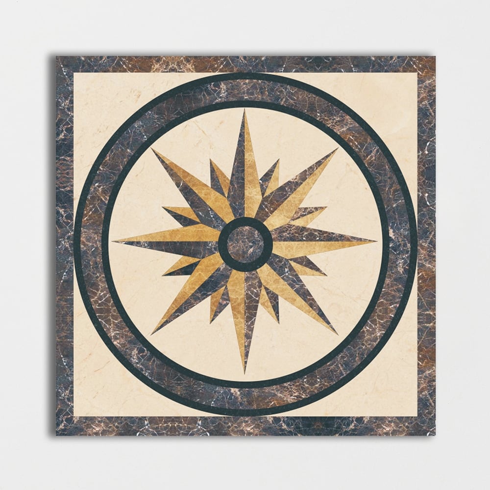 Square Aluminum Backed Multi Finish North Star Marble Medallions 24 Marble Multi Finish 24x24 Medallions