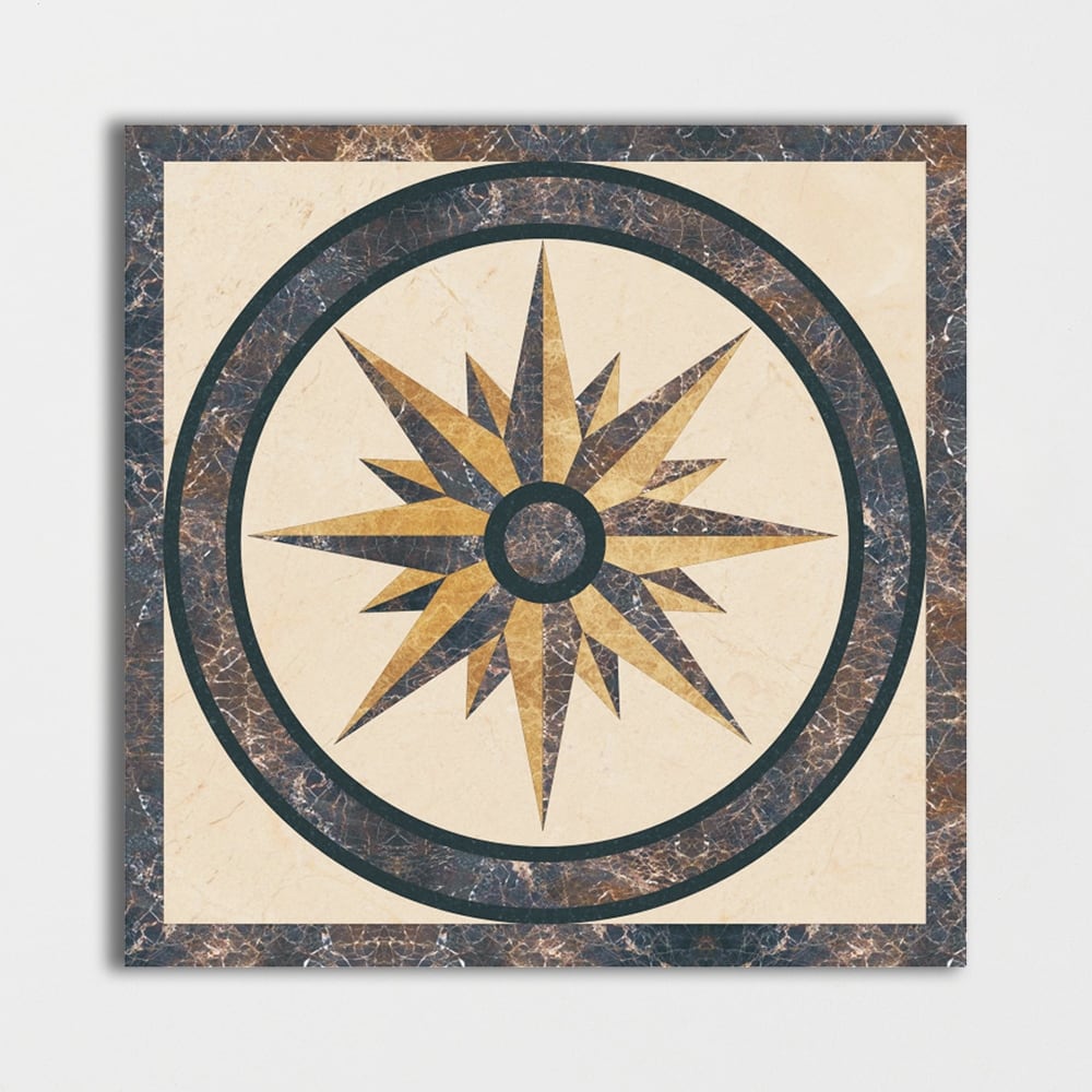 Square Aluminum Backed Multi Finish North Star Marble Medallions 36 Marble Multi Finish 36x36 Medallions