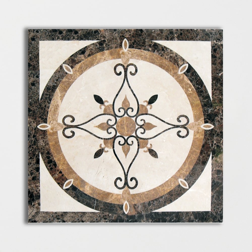 Square Aluminum Backed Multi Finish Primavera Marble Medallions 36 Marble Multi Finish 36x36 Medallions