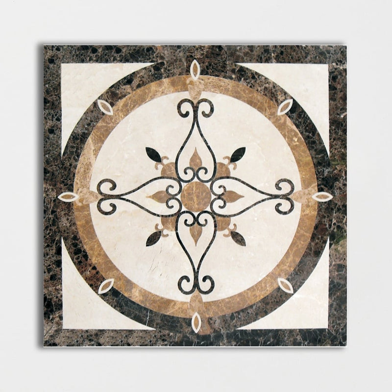 Square Aluminum Backed Multi Finish Primavera Marble Medallions 36 Marble Multi Finish 36x36 Medallions
