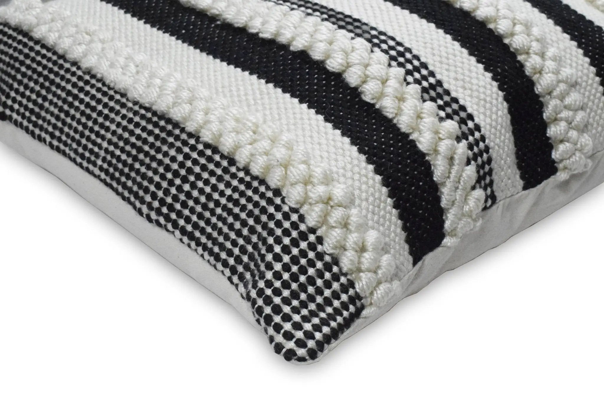 Square Outdoor and Indoor Safe Black and White Striped Pillow by The Rug Decor