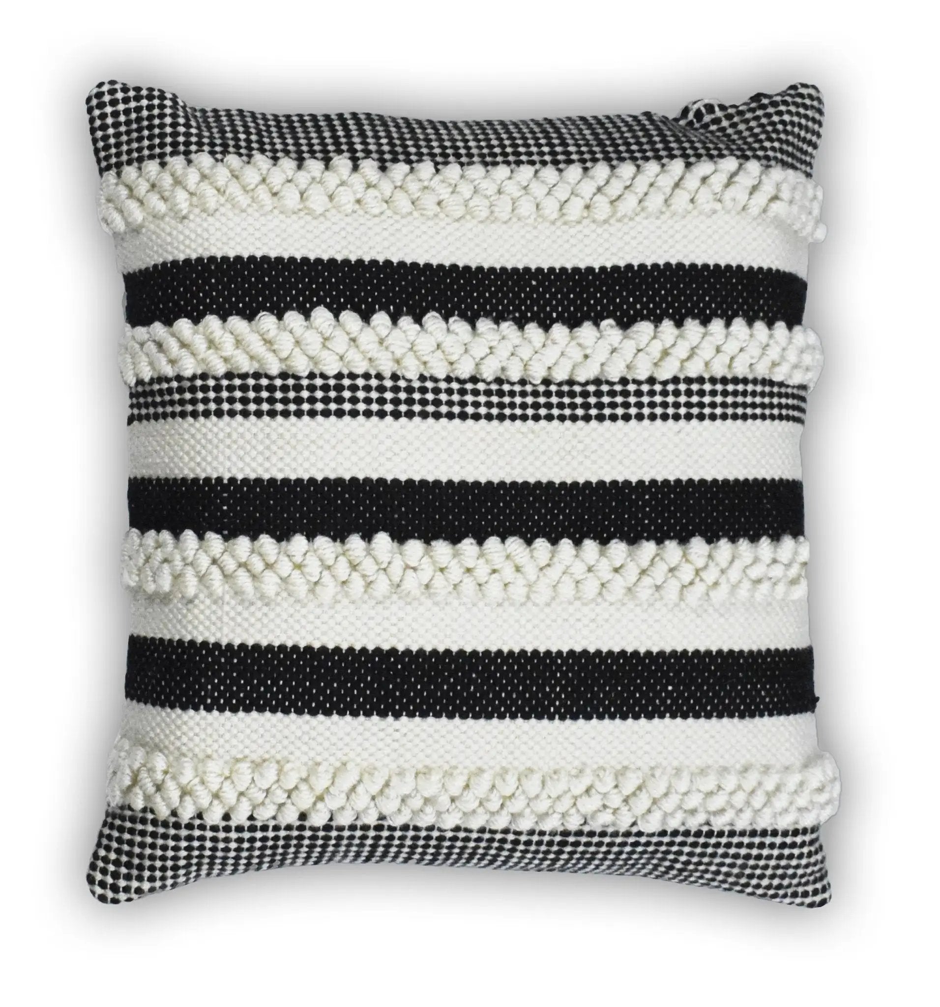 Square Outdoor and Indoor Safe Black and White Striped Pillow by The Rug Decor