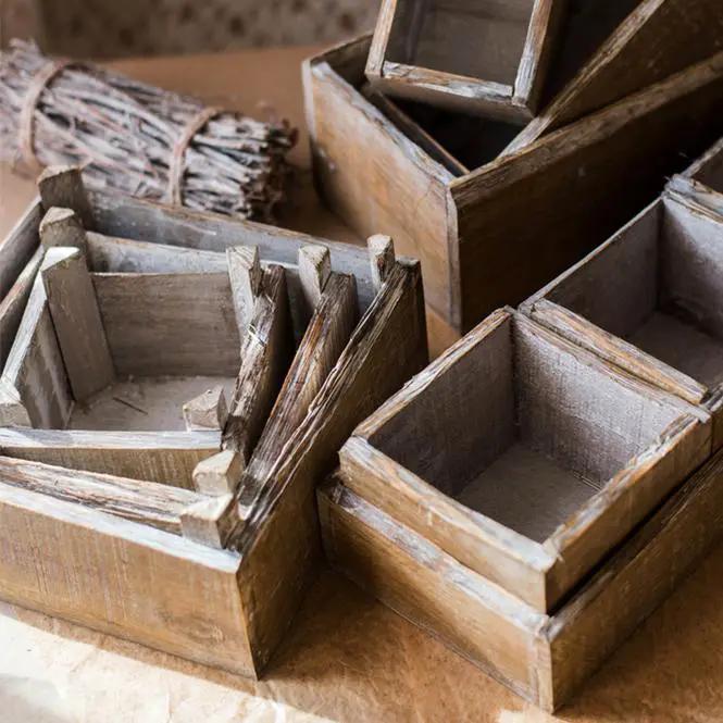 Square Solid Wood Table Box Set of 3 by RusticReach