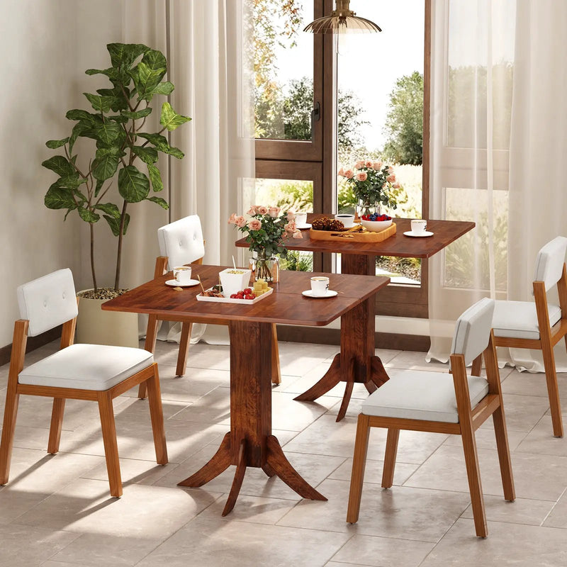 Square Dining Table with Pedestal Base and Rubber Wood Frame-Walnut by DirectDeals