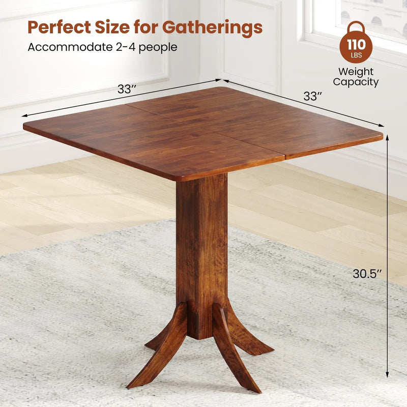Square Dining Table with Pedestal Base and Rubber Wood Frame-Walnut by DirectDeals