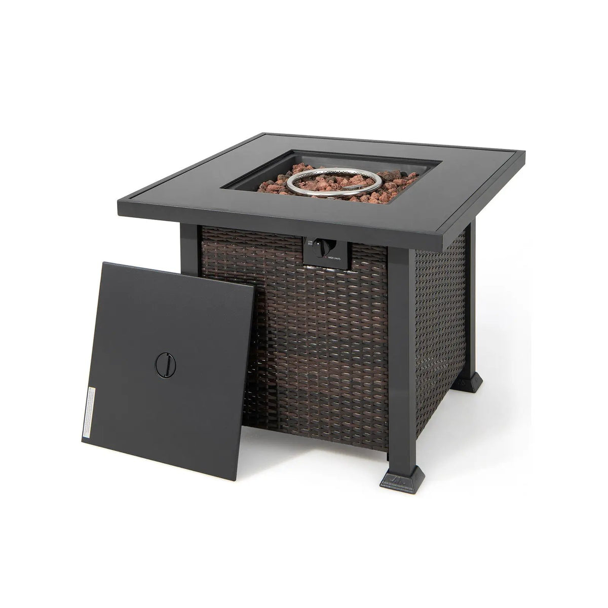 32 Inch Square Propane Fire Pit Table with Lava Rocks Cover, photo 6 of 16