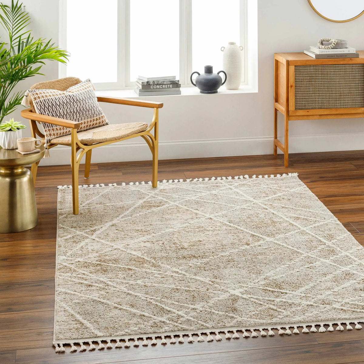 Hosea Brown Area Rug - Clearance, installed in a room
