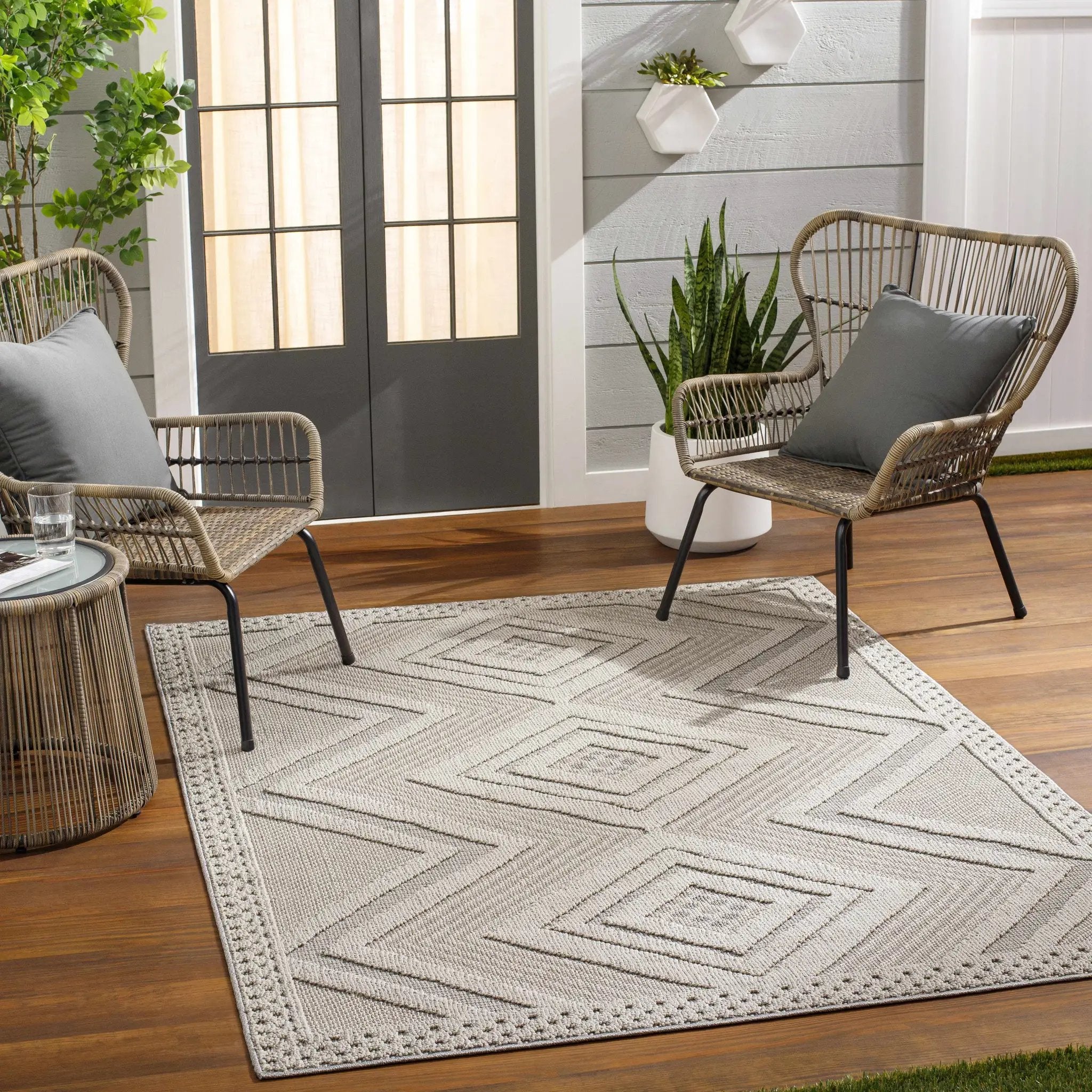 Aimee Natural Gray Outdoor Area Rug - Clearance by Boutique Rugs