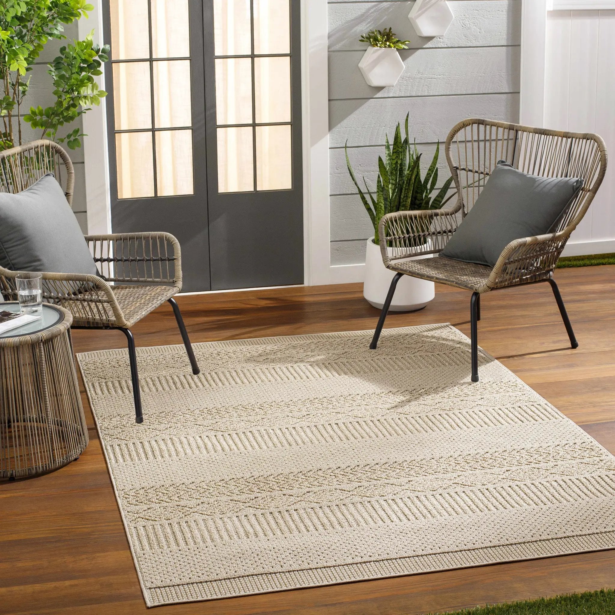 Corom Beige Outdoor Area Rug - Clearance by Boutique Rugs