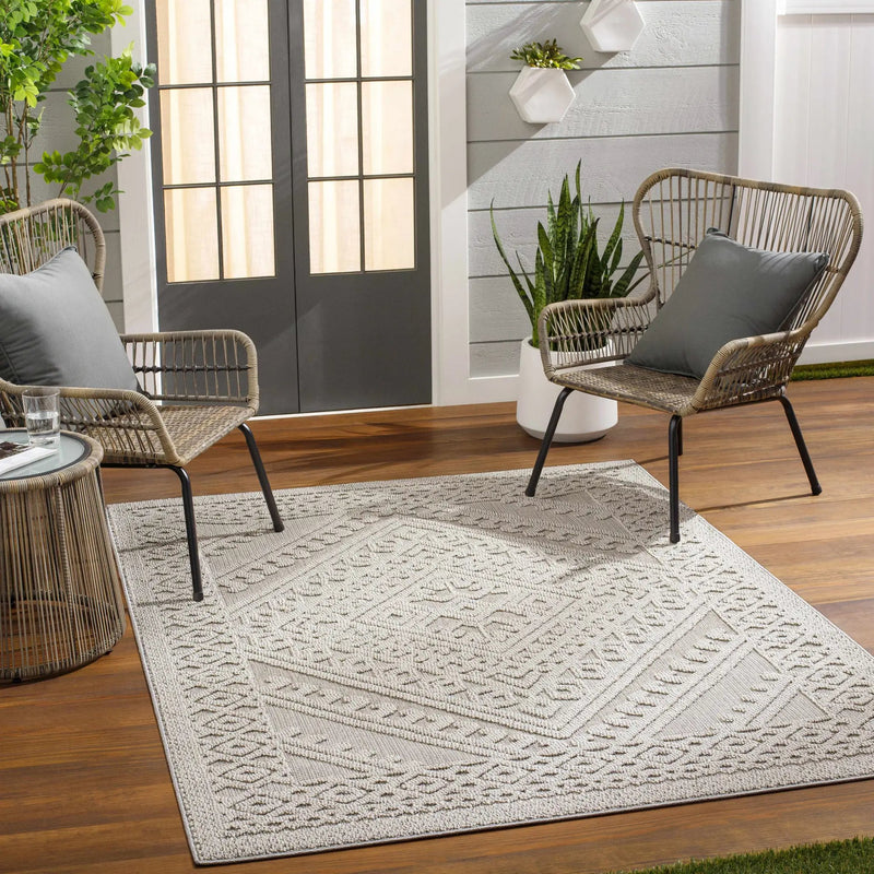 Hibah Natural Gray Outdoor Area Rug - Clearance by Boutique Rugs