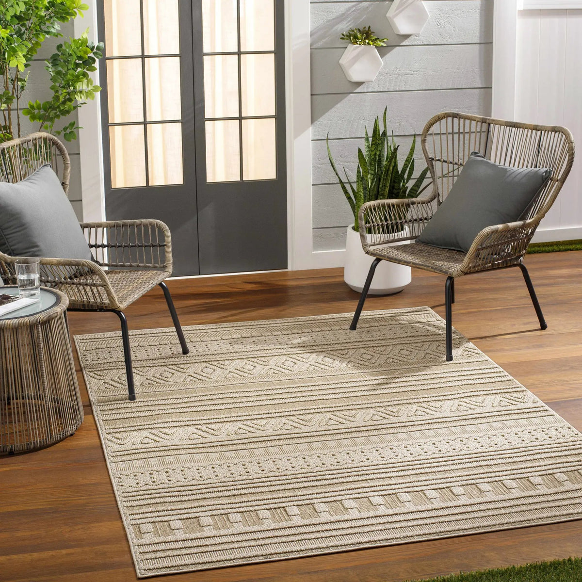 Kojo Lambswool Outdoor Area Rug - Clearance, installed in a room