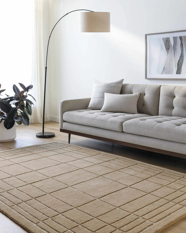Sedna Brown Wool Area Rug, installed in a room