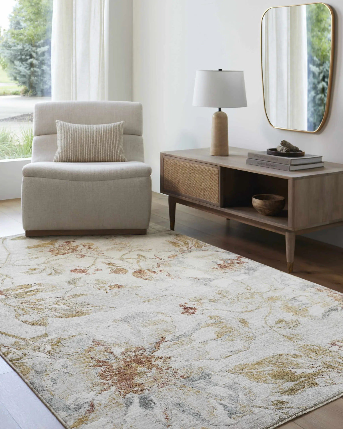 Nasia Area Rug, installed in a room
