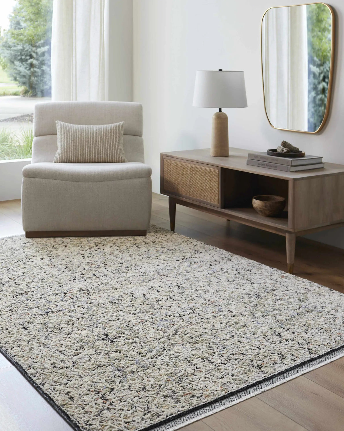 Haran Cloud Gray Area Rug, installed in a room 2