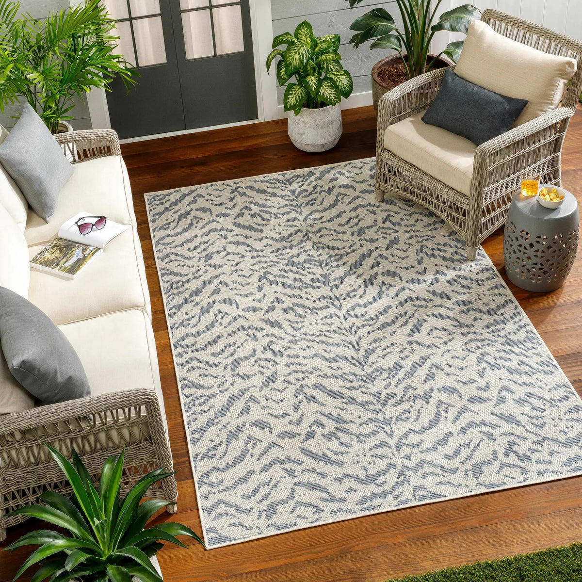 Friso Blue Outdoor Area Rug - Clearance, installed in a room
