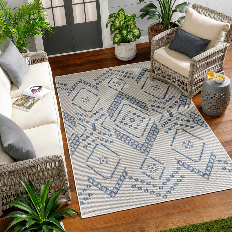 Helga Blue Outdoor Area Rug - Clearance by Boutique Rugs