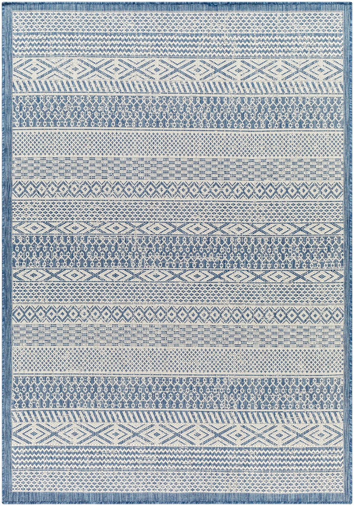Humla Blue Aztec Outdoor Area Rug - Clearance