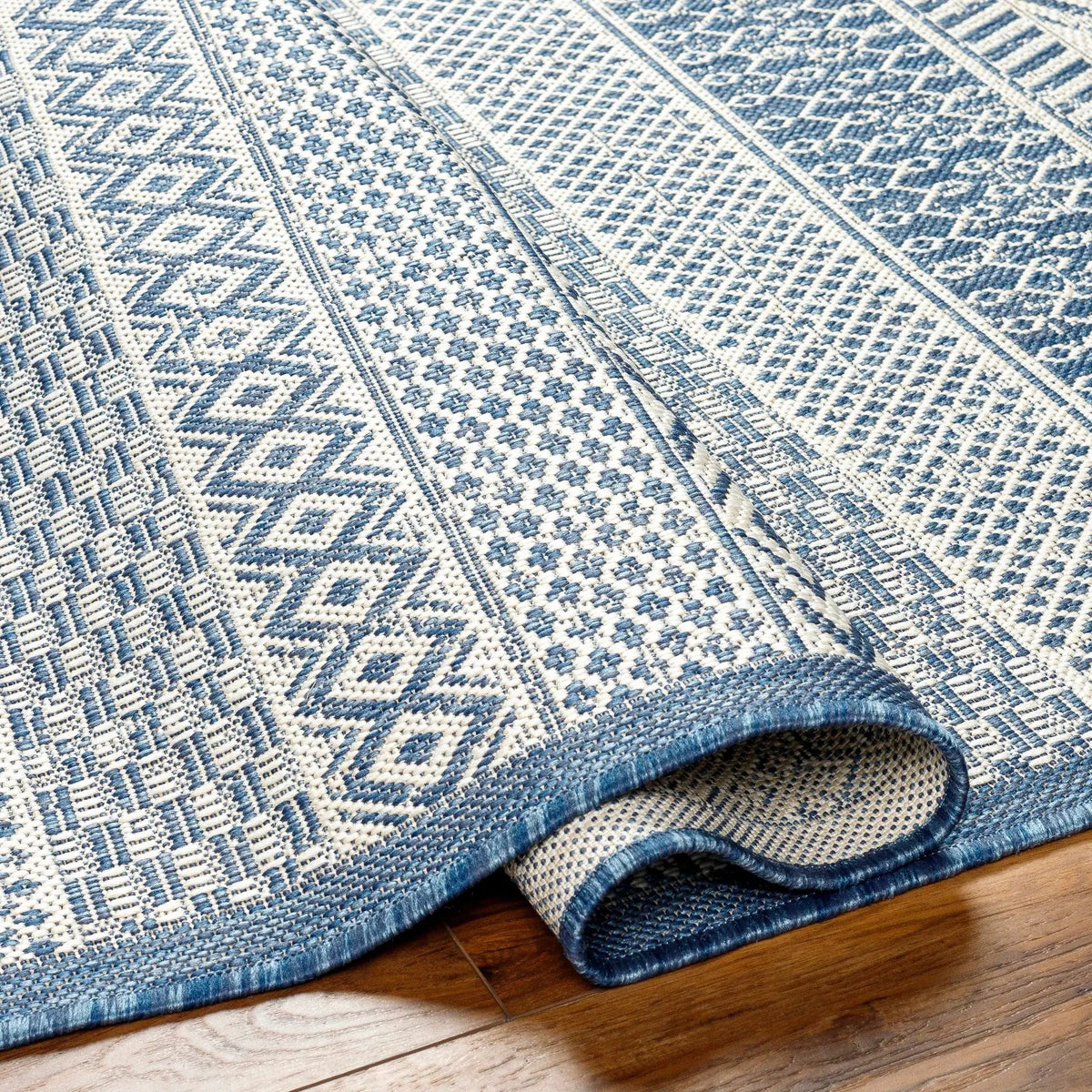 Humla Blue Aztec Outdoor Area Rug - Clearance, photo 4 of 5
