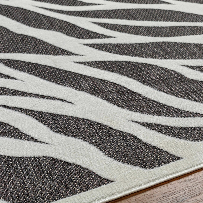 Astra Zebra Print Black Outdoor Rug - Clearance by Boutique Rugs