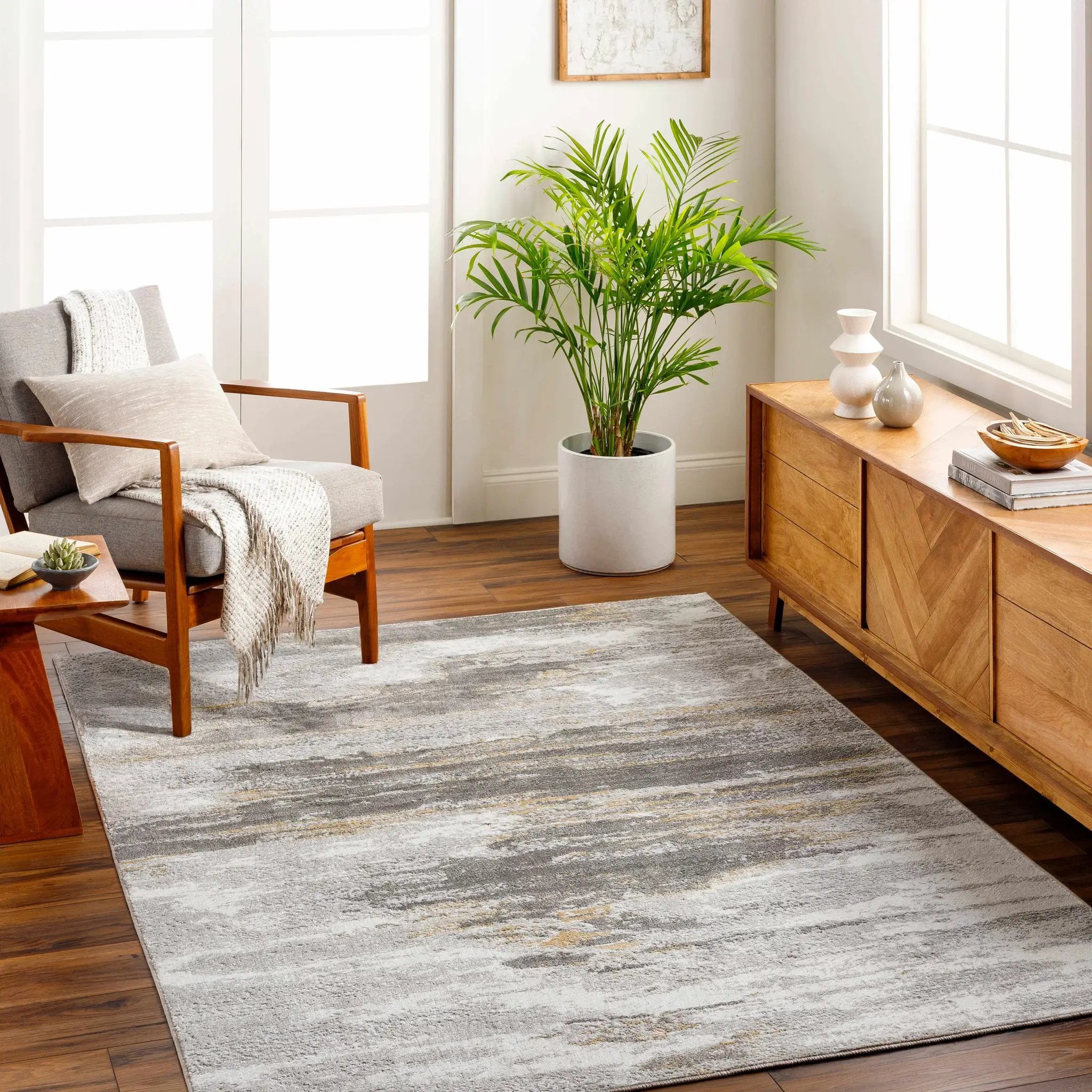 Derex Abstract Gray Rug by Boutique Rugs