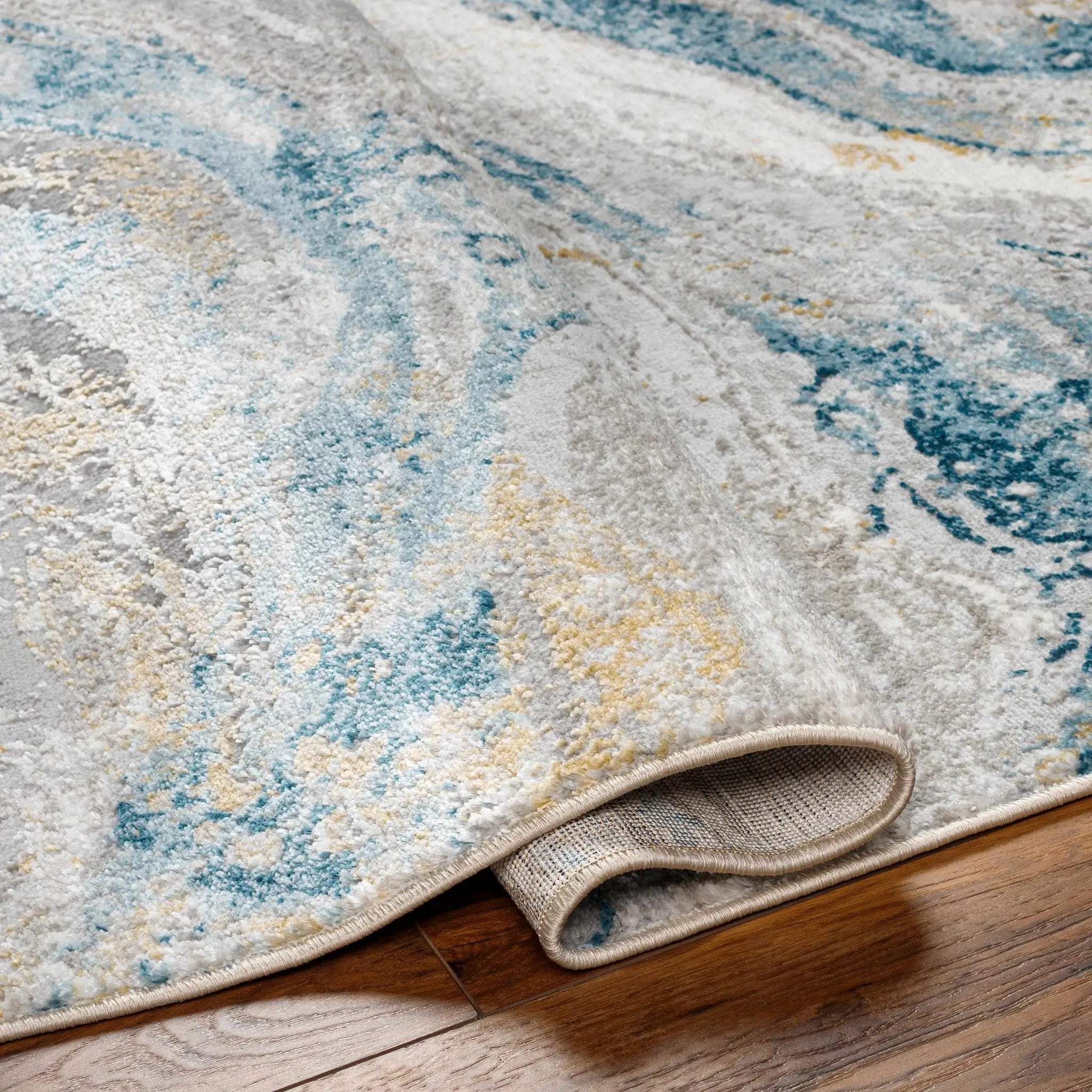 Tess Silver Blue Marble Area Rug - Clearance by Boutique Rugs