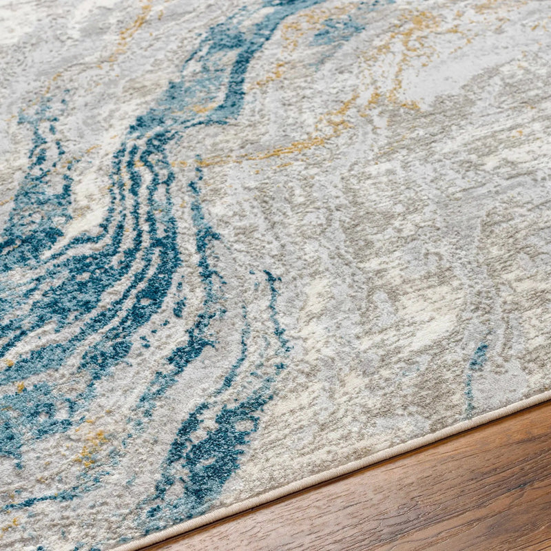 Tess Silver Blue Marble Area Rug - Clearance by Boutique Rugs