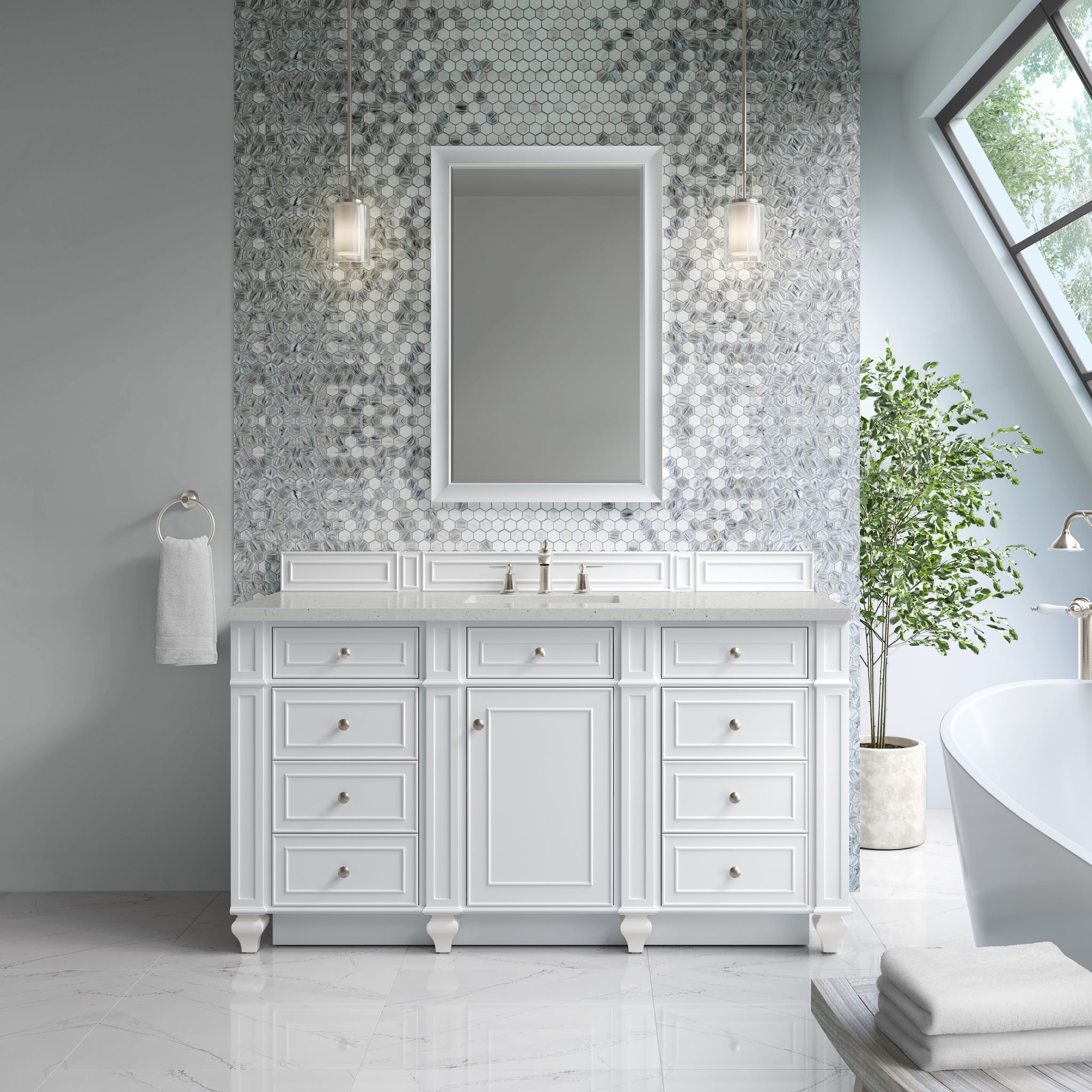 James Martin Bristol 60" Single Bathroom Vanity, Bright White, view 22