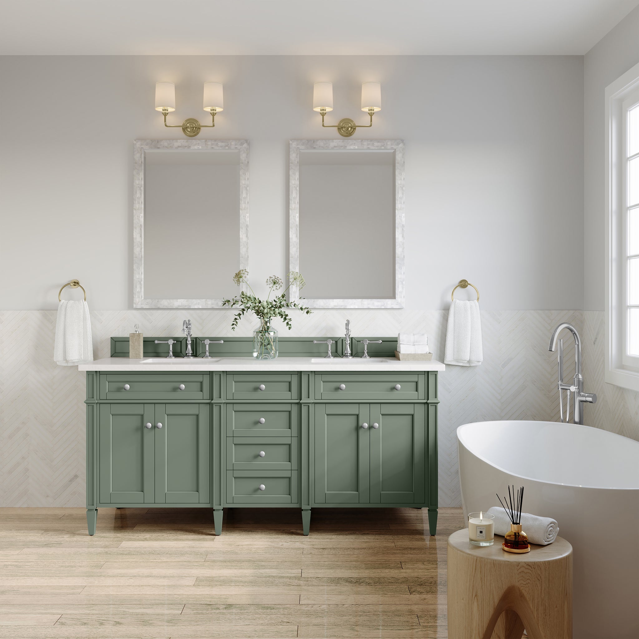 James Martin Brittany 72" Double Bathroom Vanity, Smokey Celadon, view 25