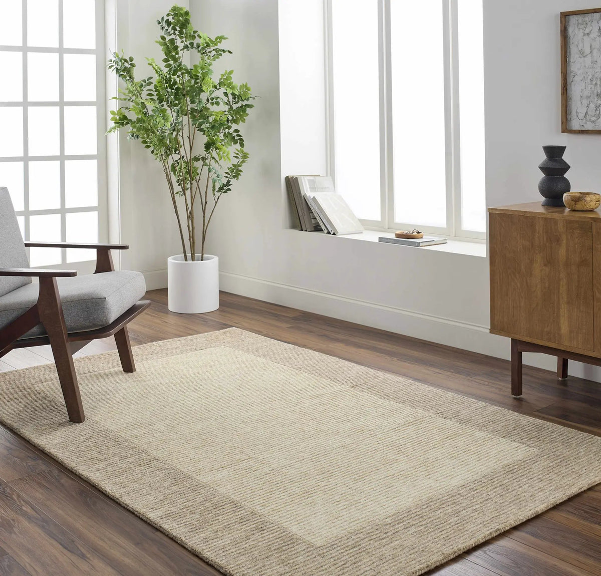 Amadi Area Rug, installed in a room