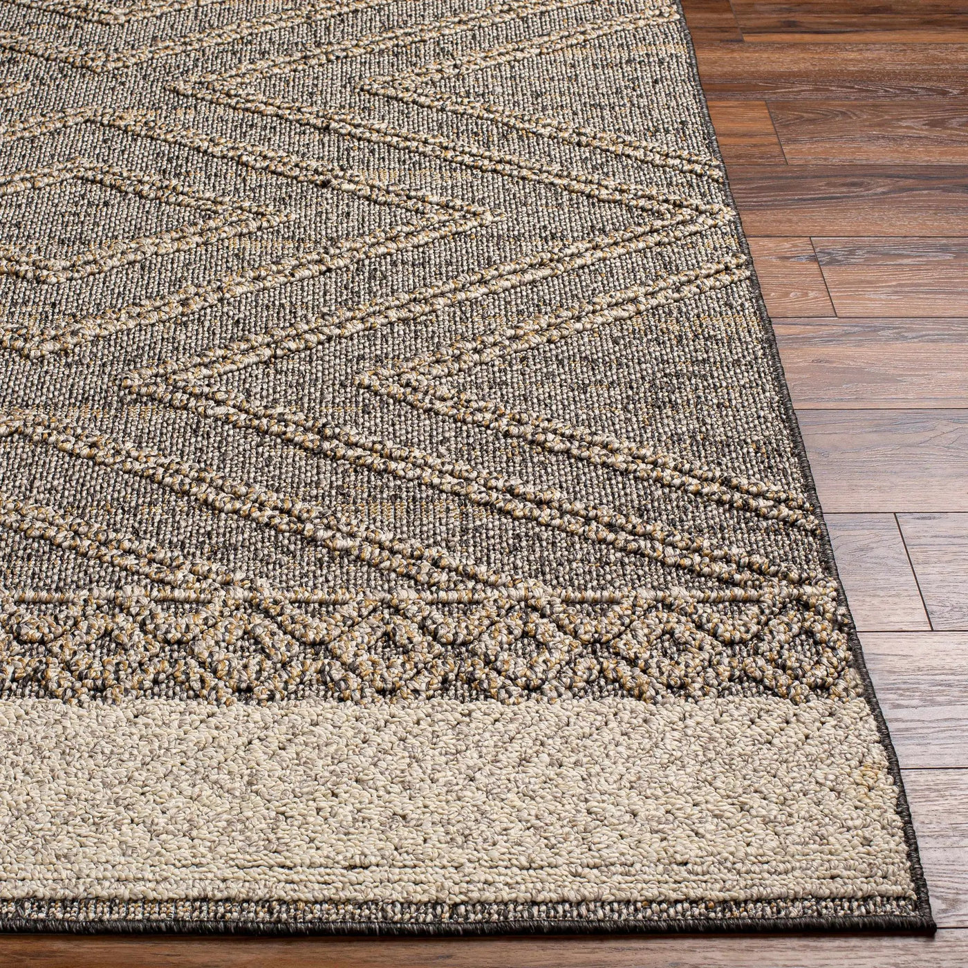 Beige Charcoal Areli Outdoor Area Rug by Boutique Rugs