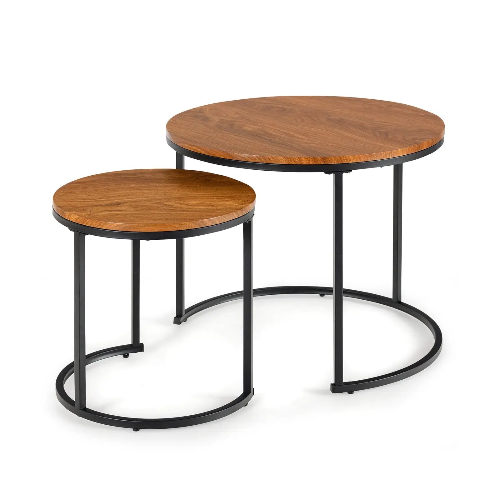 Set of 2 Modern Round Stacking Nesting Coffee Tables for Living Room by DirectDeals