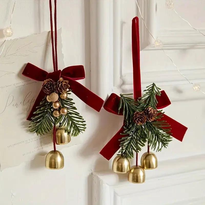 Stainless Steel Christmas Door Hanger with Bow and Bell by House Of Avana