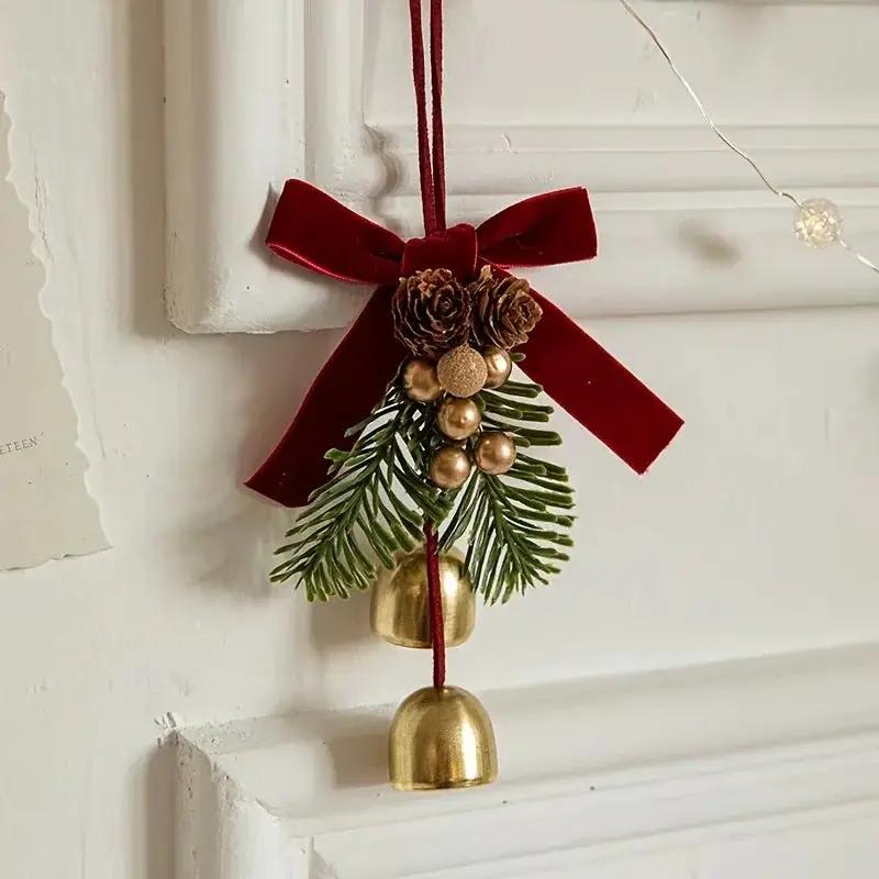 Stainless Steel Christmas Door Hanger with Bow and Bell by House Of Avana