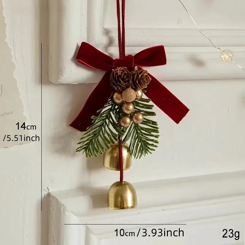 Stainless Steel Christmas Door Hanger with Bow and Bell by House Of Avana