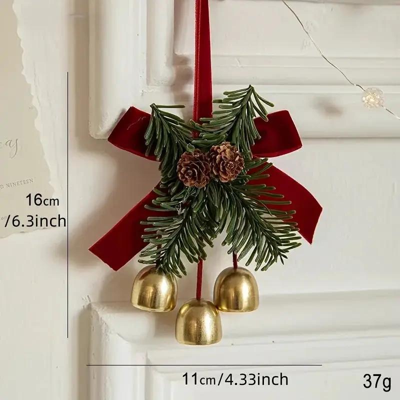Stainless Steel Christmas Door Hanger with Bow and Bell by House Of Avana