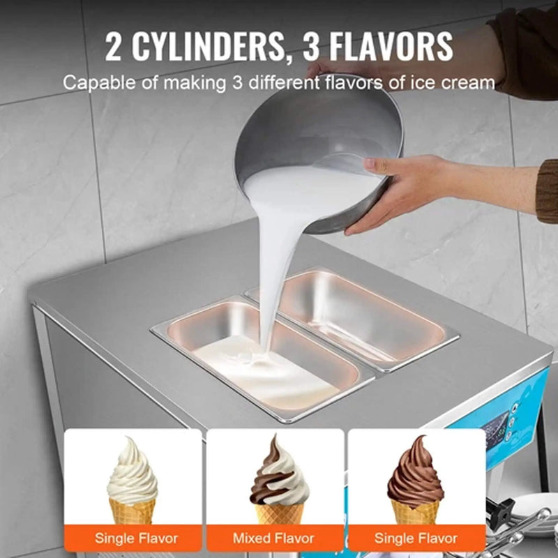 Stainless Steel Commercial 21-31 L/H 3-Flavor Soft Serve Ice Cream Machine Maker (SAK65291) by SAKSBY WHOLESALE
