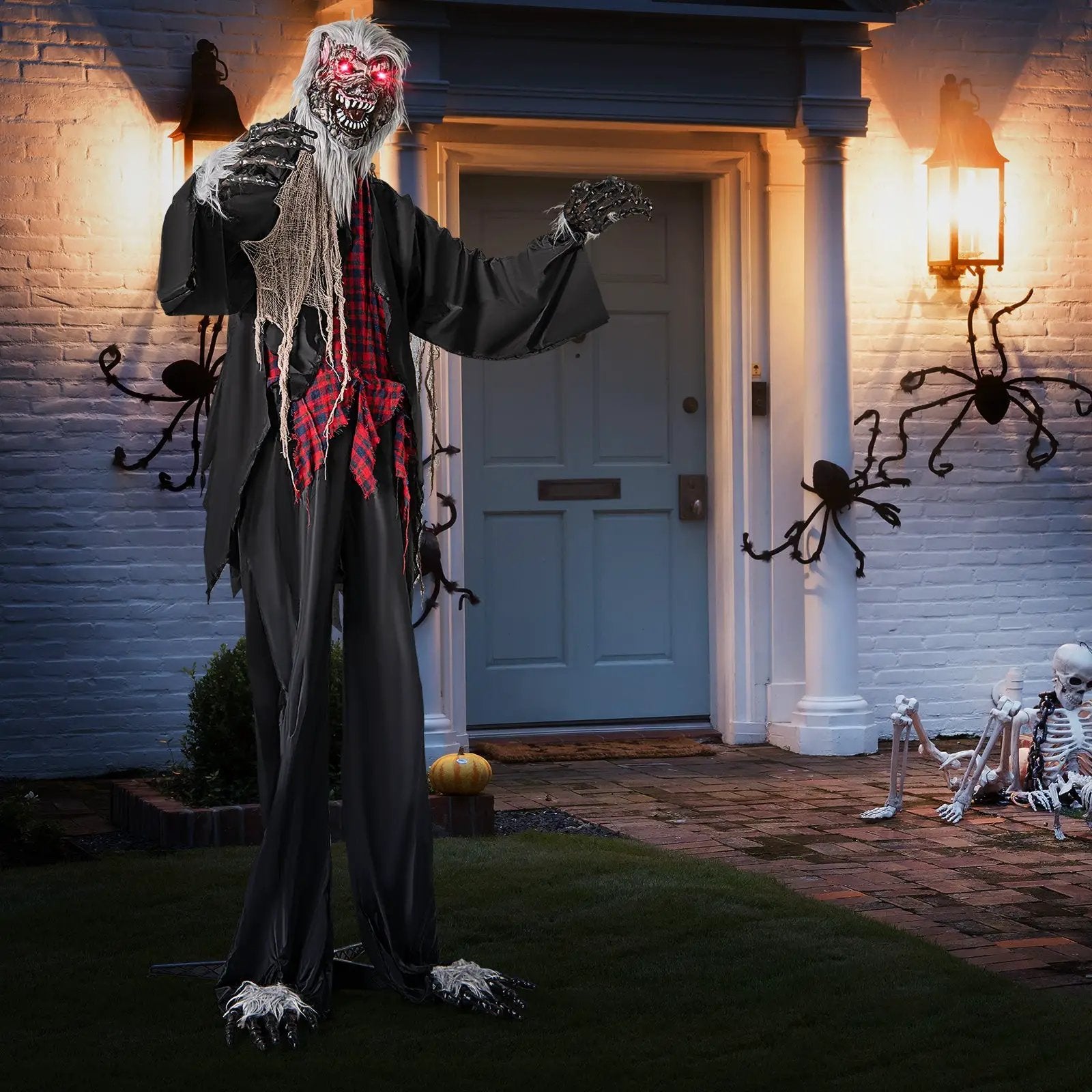 8.2 FT Standing Animatronic Werewolf with Howling Sounds Red Flashing Eyes and Poseable Arms by DirectDeals