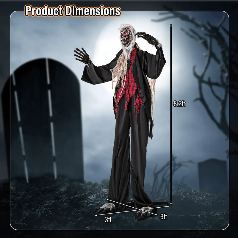 8.2 FT Standing Animatronic Werewolf with Howling Sounds Red Flashing Eyes and Poseable Arms by DirectDeals