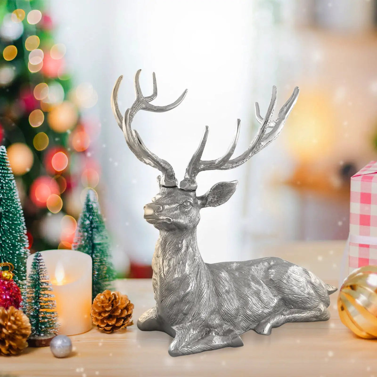 Standing Reindeer Statue Aluminum Deer Sculpture for Indoors Christmas Decor, photo 3 of 24