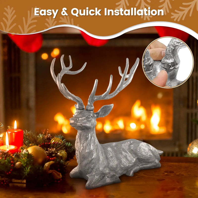 Standing Reindeer Statue Aluminum Deer Sculpture for Indoors Christmas Decor by DirectDeals