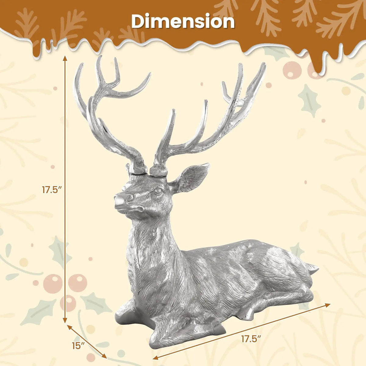Standing Reindeer Statue Aluminum Deer Sculpture for Indoors Christmas Decor, photo 13 of 24