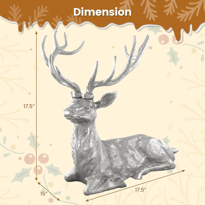 Standing Reindeer Statue Aluminum Deer Sculpture for Indoors Christmas Decor by DirectDeals