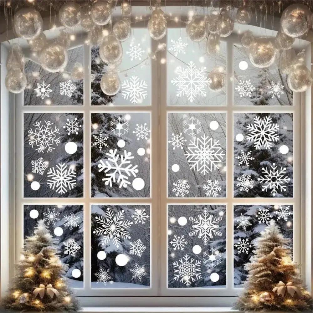 Static Cling Window Decor Set - Reusable Electrostatic Snowflake Winter Decoration by House Of Avana