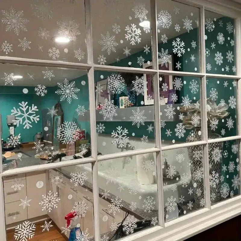 Static Cling Window Decor Set - Reusable Electrostatic Snowflake Winter Decoration by House Of Avana