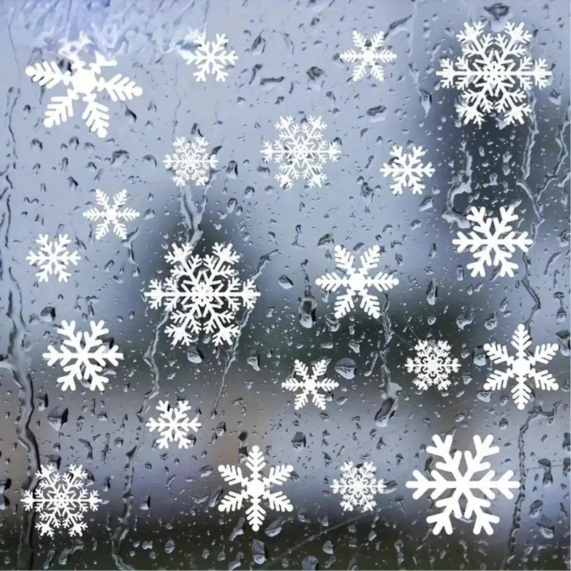 Static Cling Window Decor Set - Reusable Electrostatic Snowflake Winter Decoration by House Of Avana