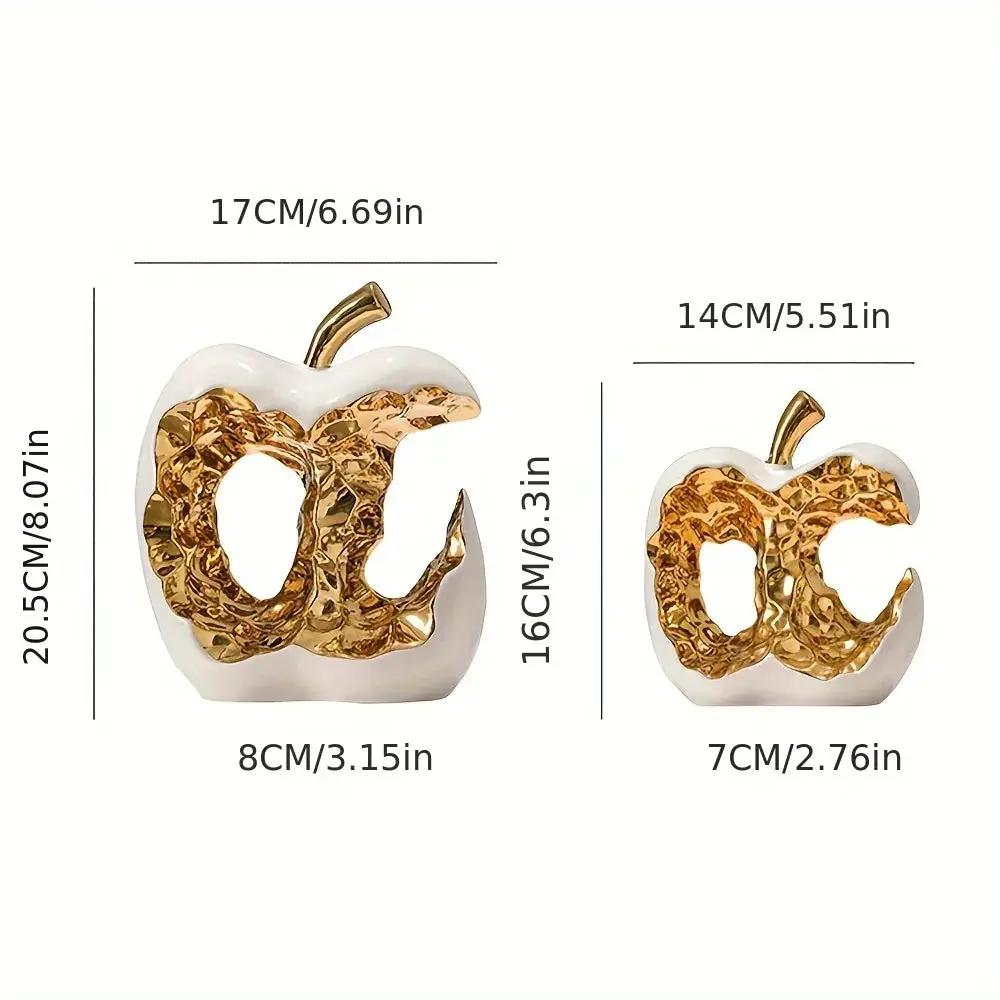 Modern Ceramic Apple Sculpture with Gold Abstract Center by House Of Avana